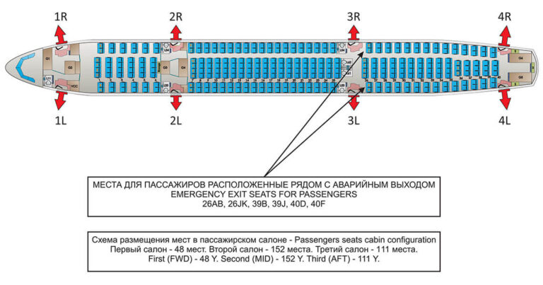 Схема салона Airbus A330-243 EI-FSF