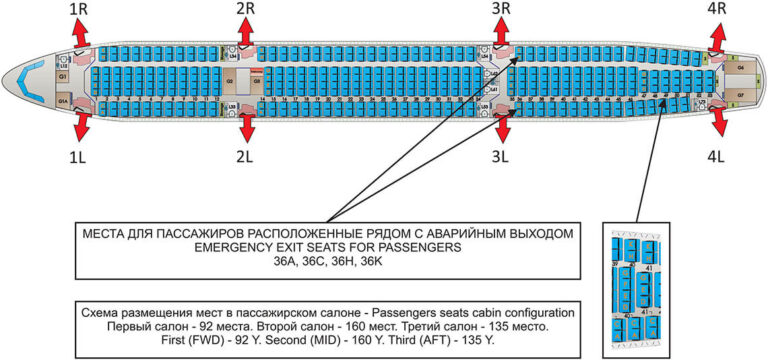 Схема салона Airbus A330-300 EI-FBU